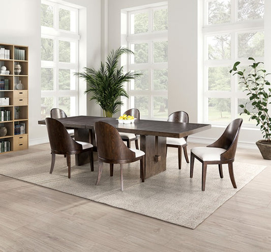 Morden Mid-Century Modern 7PC Dining Set in Dark Walnut