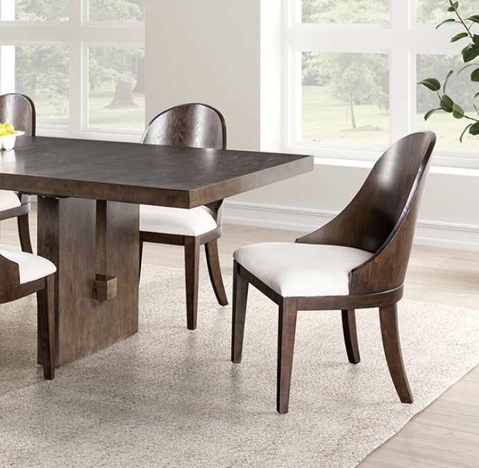 Morden Mid-Century Modern 7PC Dining Set in Dark Walnut