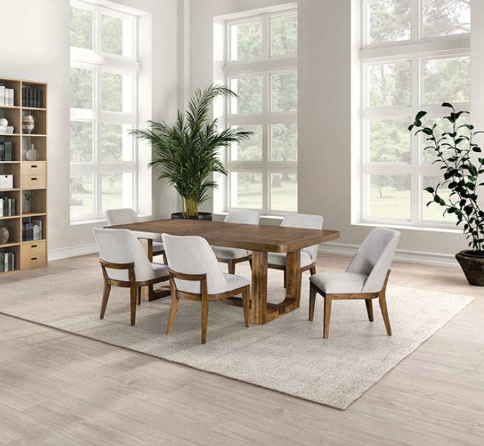 Mandal Transitional 7PC Dining Set in Chestnut