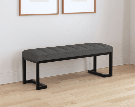 Mesa Boucle Upholstered Tufted Accent Bench - Charcoal