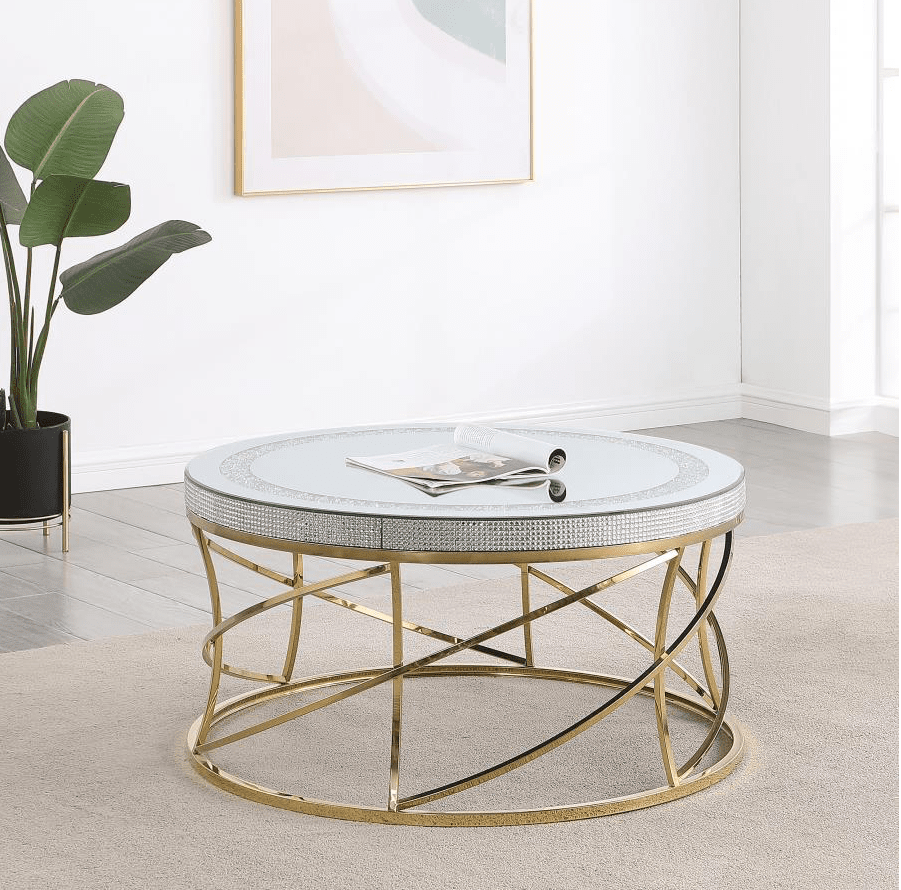 Elise Round Mirror Top Stainless Steel Coffee Table Gold