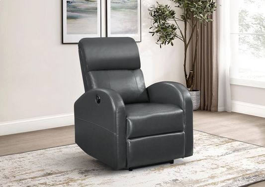 Grant Faux Leather Power Recliner Chair - Grey