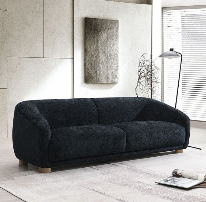 Kolvere Contemporary Chenille Sloped Arm Sofa with Wooden Feet