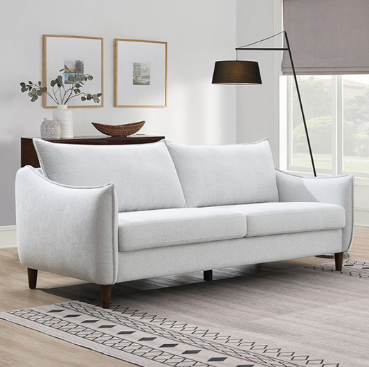 Vermon Contemporary Chenille Sofa with Walnut Legs - Light Gray