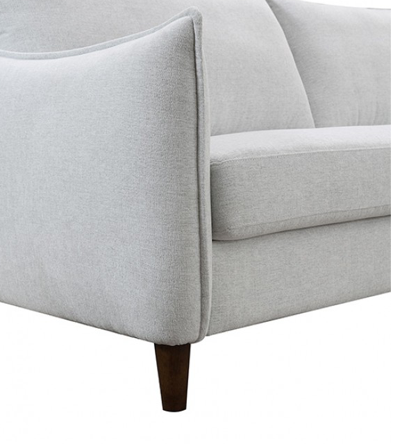 Vermon Contemporary Chenille Sofa with Walnut Legs - Light Gray