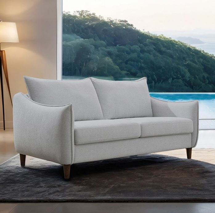 Vermon Contemporary Chenille Sofa with Walnut Legs - Light Gray