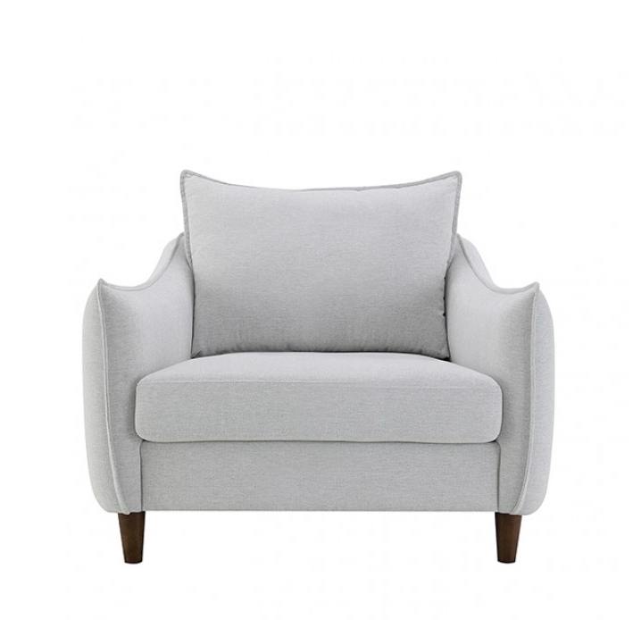 Vermon Contemporary Chenille Sofa with Walnut Legs - Light Gray