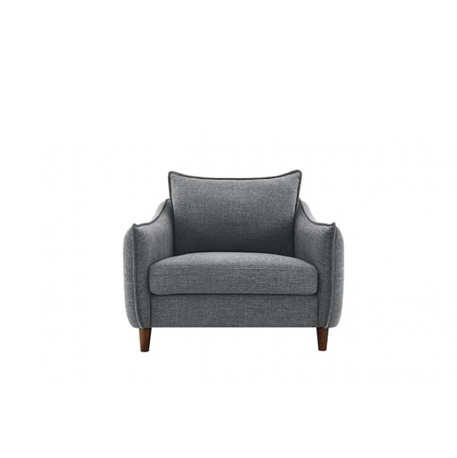 Vermon Contemporary Chenille Sofa with Walnut Legs -Gray