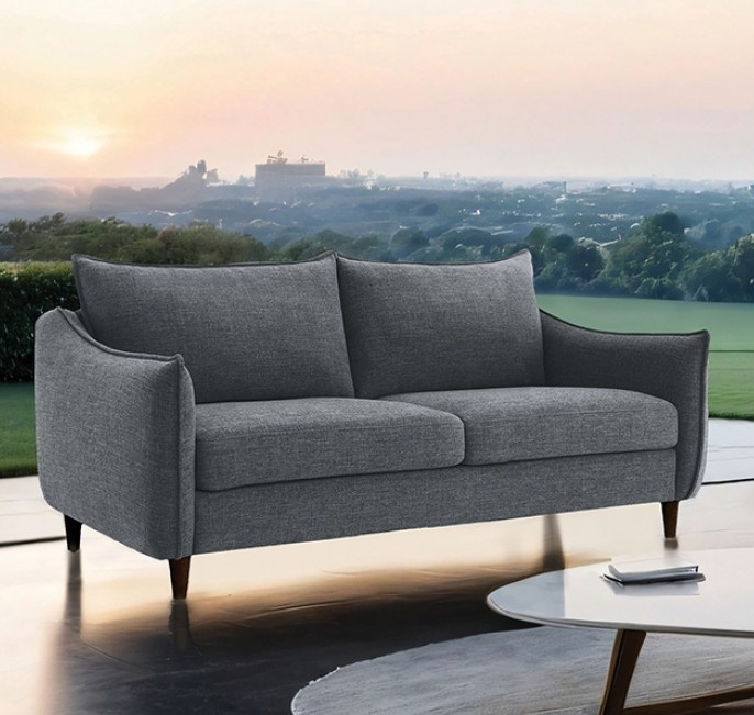 Vermon Contemporary Chenille Sofa with Walnut Legs -Gray