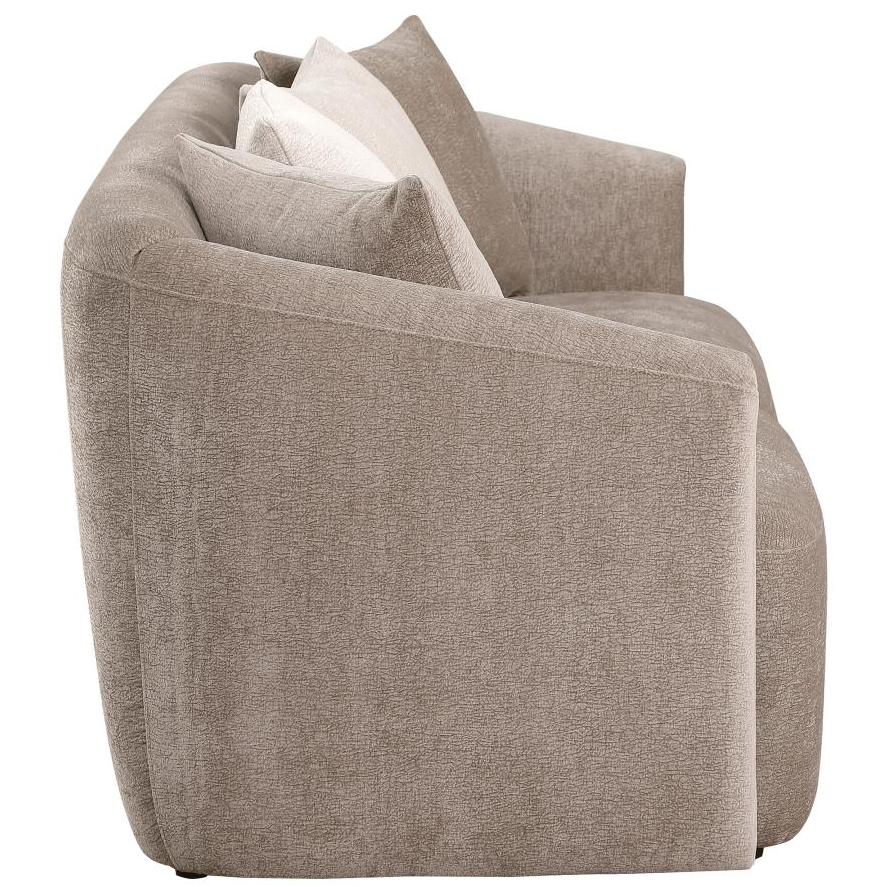 Townsend Chenille Upholstered Rolled Arm Living Room Set - Latte