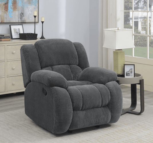 Weissman Upholstered Padded Arm Glider Recliner Grey