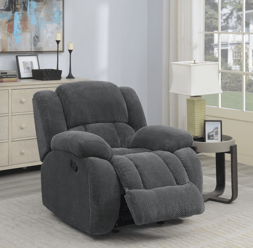 Weissman Upholstered Padded Arm Glider Recliner Grey