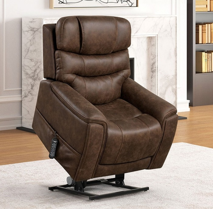 Guinevra Transitional Power Lift Recliner with Massage & Heat - Walnut