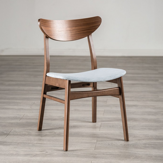 Skien Mid-Century Modern Side Chair Set of 2 - Walnut & Light Gray