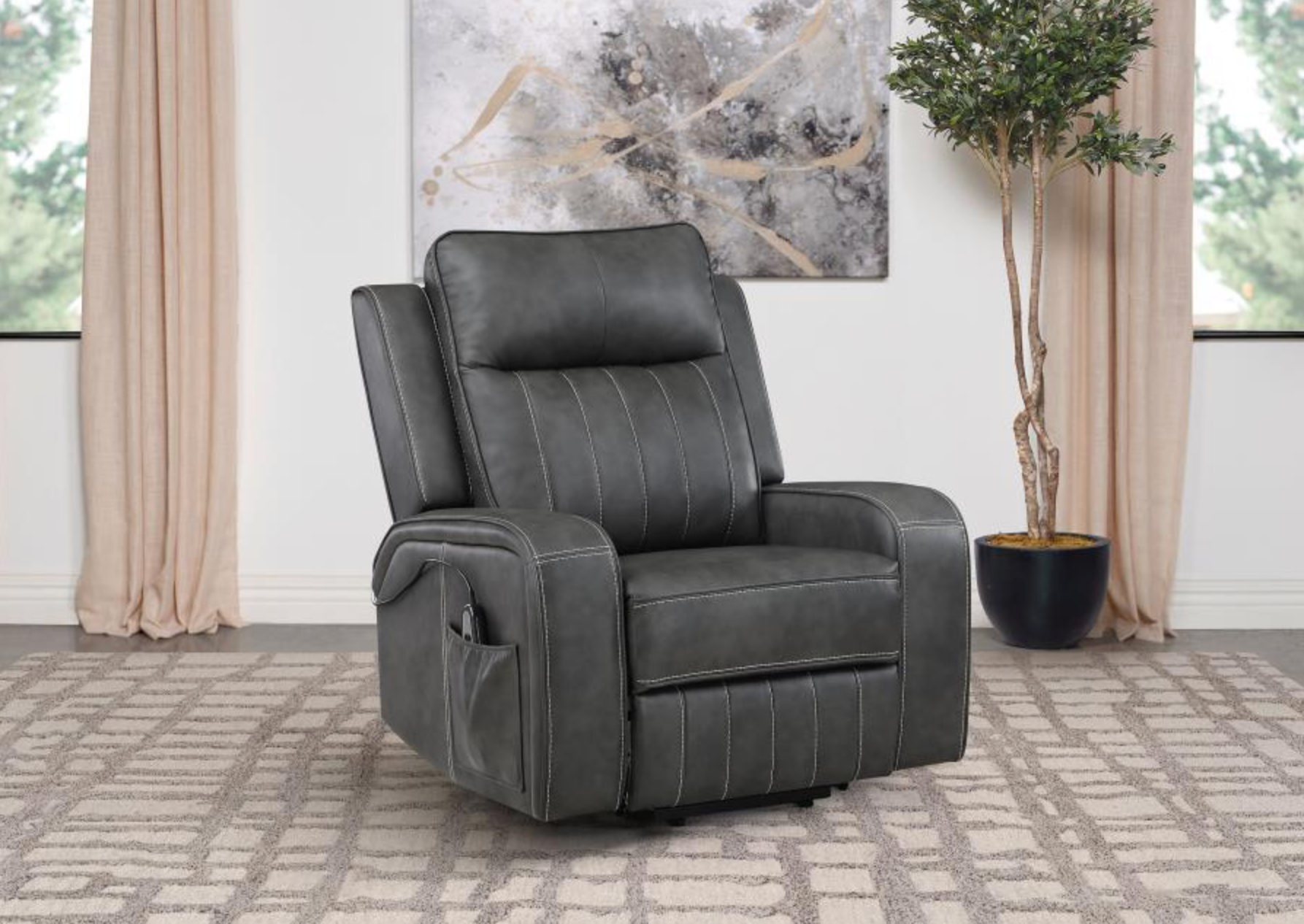 Raelynn Upholstered Power Lift Recliner Chair Grey