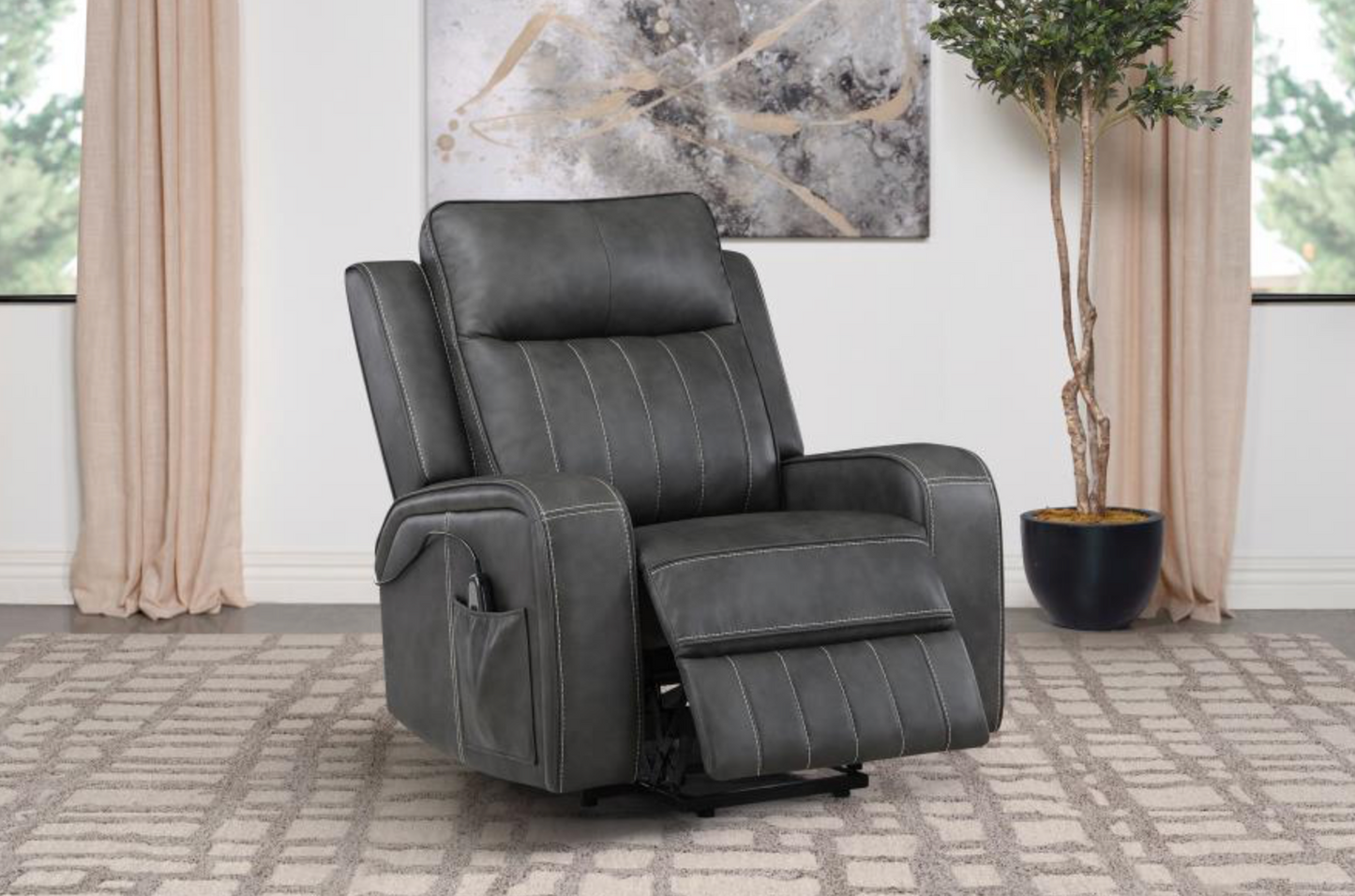 Raelynn Upholstered Power Lift Recliner Chair Grey