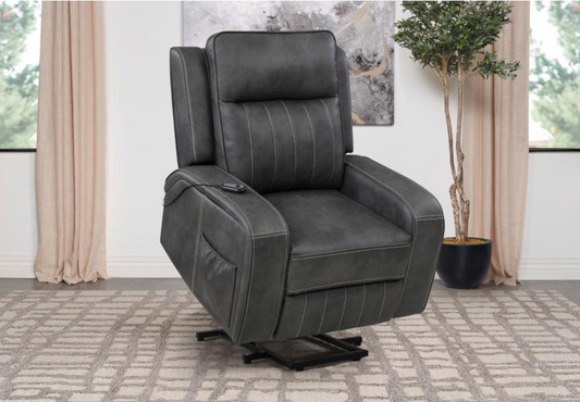 Raelynn Upholstered Power Lift Recliner Chair Grey