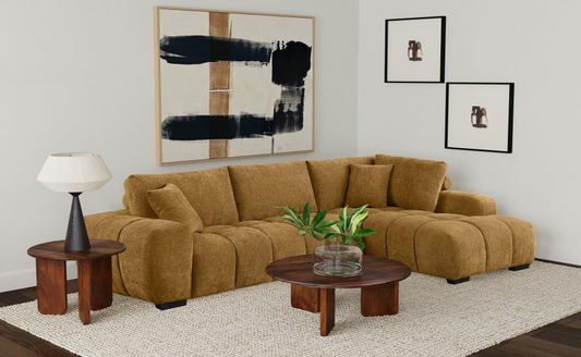 Camacho Upholstered Chaise Sectional Sofa, Amber