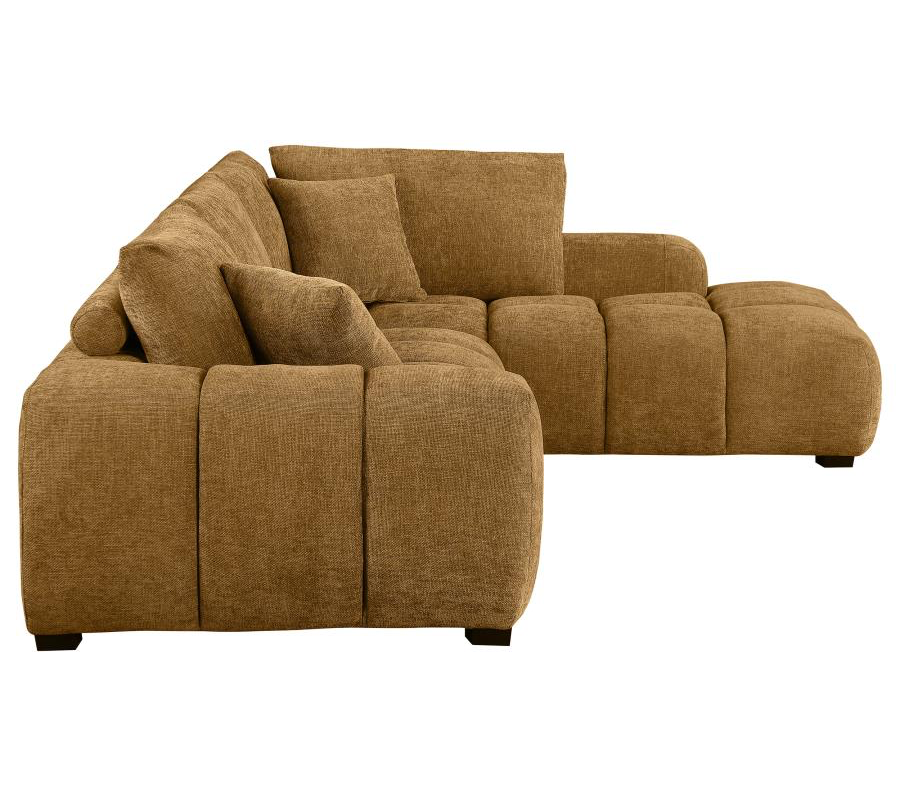 Camacho Upholstered Chaise Sectional Sofa, Amber