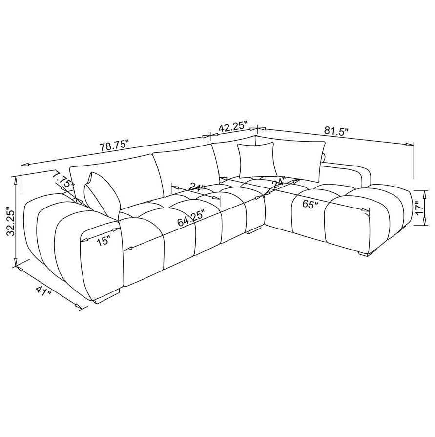 Camacho Upholstered Chaise Sectional Sofa, Orange