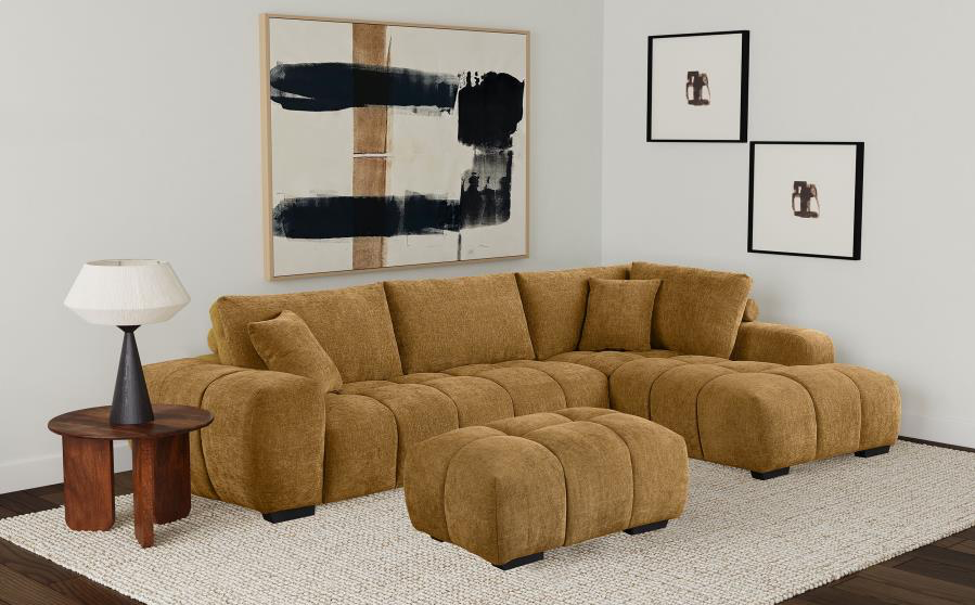 Camacho Upholstered Chaise Sectional Sofa, Amber