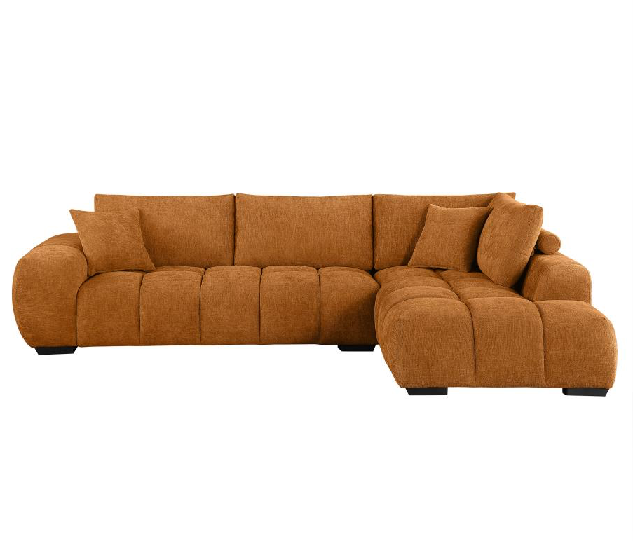 Camacho Upholstered Chaise Sectional Sofa, Orange