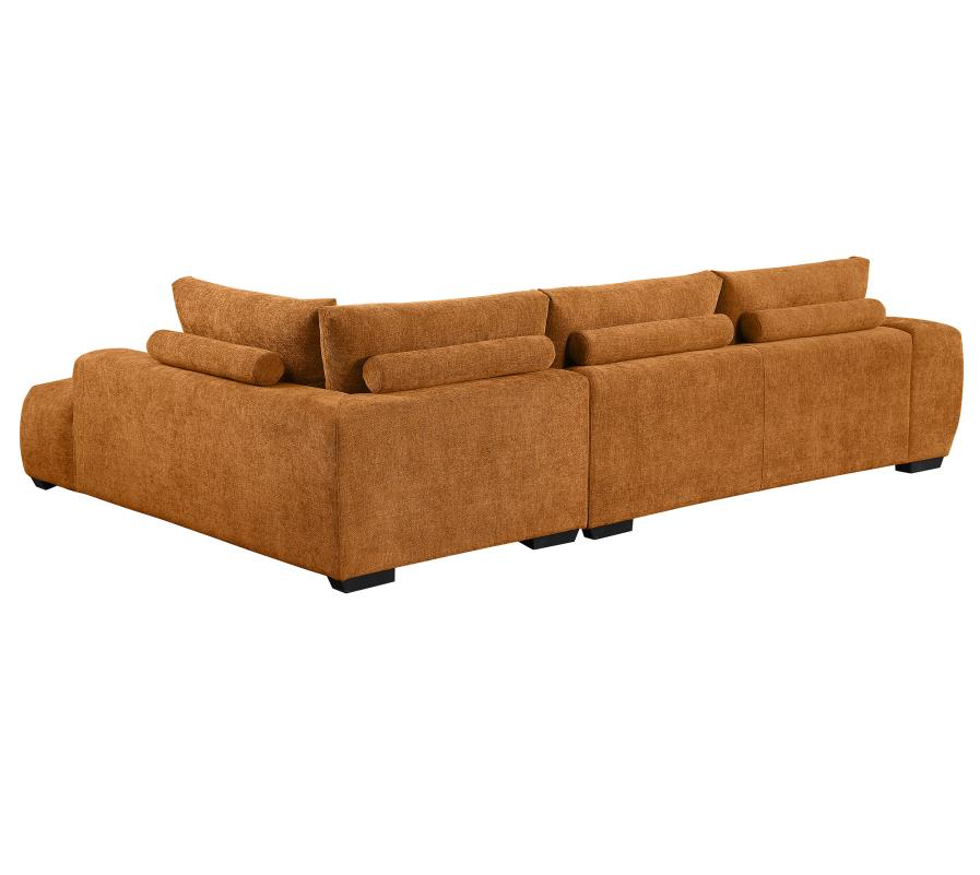 Camacho Upholstered Chaise Sectional Sofa, Orange