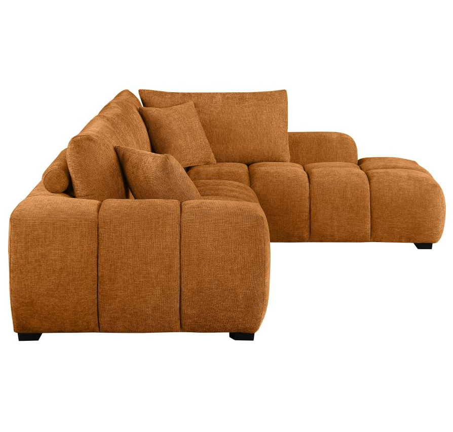 Camacho Upholstered Chaise Sectional Sofa, Orange