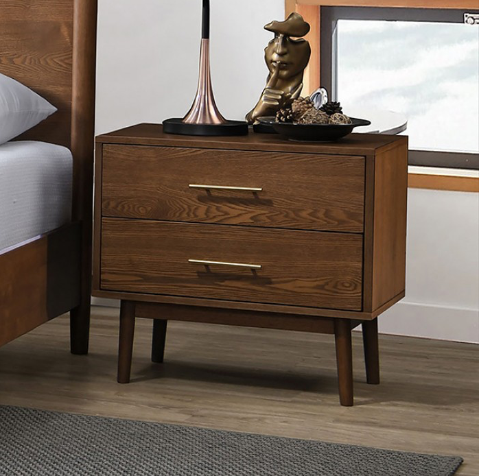 Tromso Mid-Century Modern Solid Wood Platform Bed, Walnut