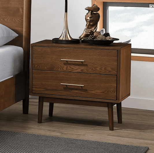 Tromso Mid-Century Modern Nightstand, Walnut