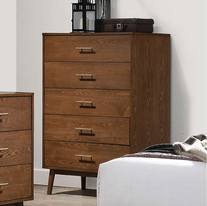 Tromso Mid-Century Modern Solid Wood Platform Bed, Walnut