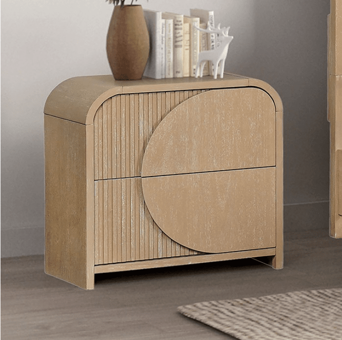 Tangentry Modern 2-Drawer Nightstand, Natural