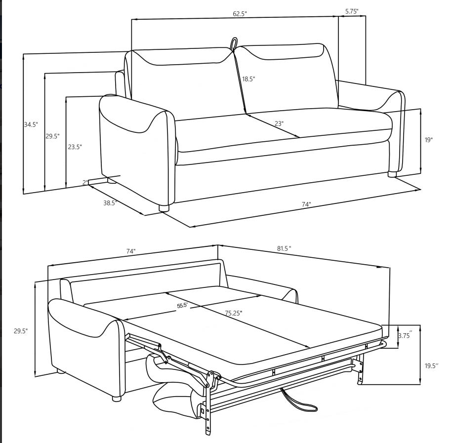 Rylie Upholstered Sofa Sleeper with Queen Mattress