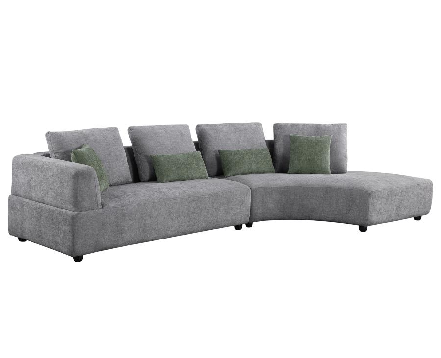 Toscano 134-inch Upholstered Sectional Sofa Grey