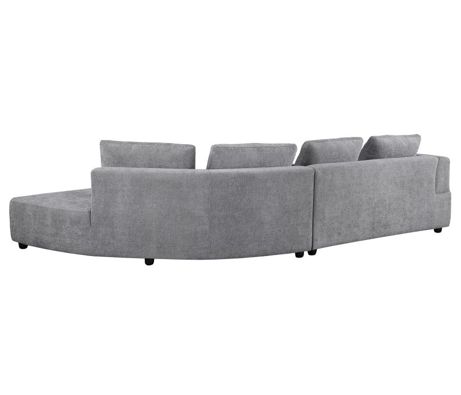 Toscano 134-inch Upholstered Sectional Sofa Grey