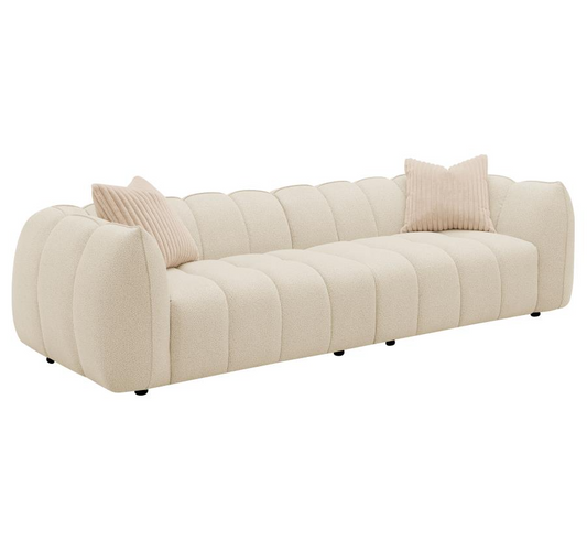 Winchester 112" Boucle Upholstered Extra Long Sofa Sand Pebble