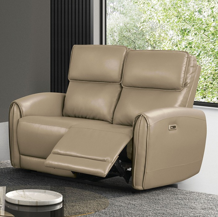 Schlieren Leatherette Power Sofa with Contoured Arms, Beige