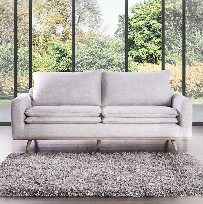 Monthey II 82" Mid-Century Modern Light Gray Cotton Linen Sofa