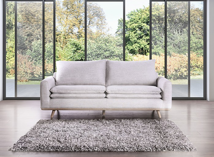 Monthey II 82" Mid-Century Modern Light Gray Cotton Linen Sofa