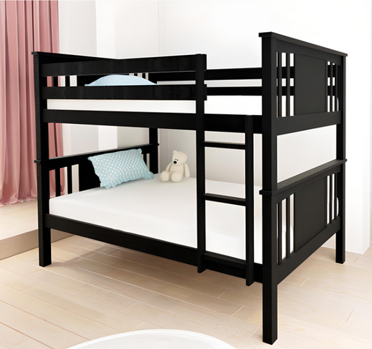 Tanner Twin over Twin Solid Wood Bunk Bed with 2 Twin Mattress