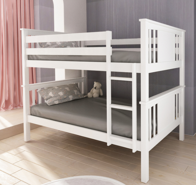 Tanner Twin over Twin Solid Wood Bunk Bed with 2 Twin Mattress