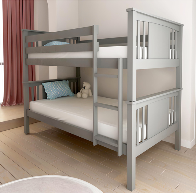 Tanner Twin over Twin Solid Wood Bunk Bed with 2 Twin Mattress