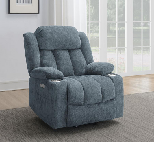 Houston Upholstered Power Lift Recliner Slate Blue