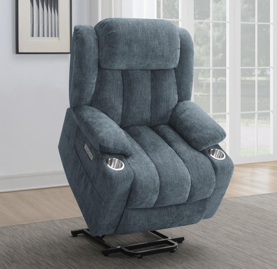 Houston Upholstered Power Lift Recliner Slate Blue