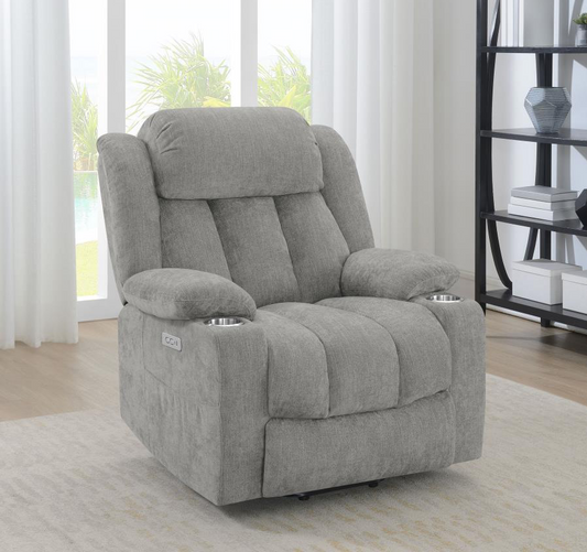 Houston Upholstered Power Lift Recliner, Gray