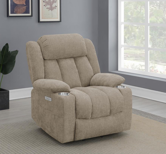 Houston Upholstered Power Lift Recliner, Camel