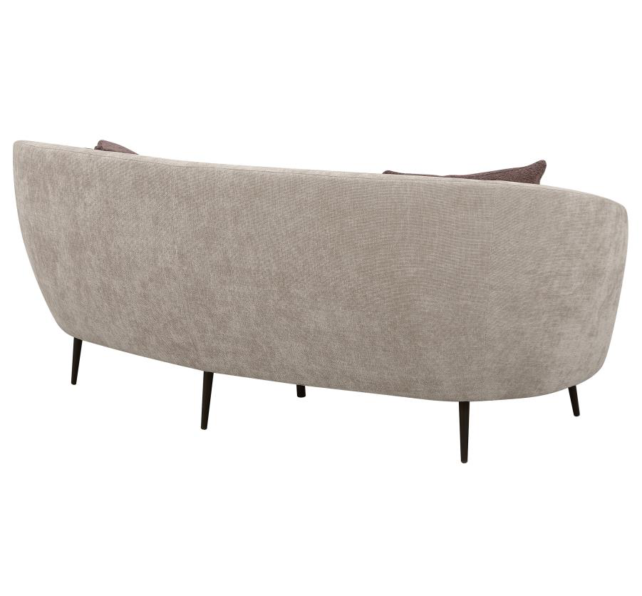 Ellorie Upholstered Channel Back Curved Sofa Beige