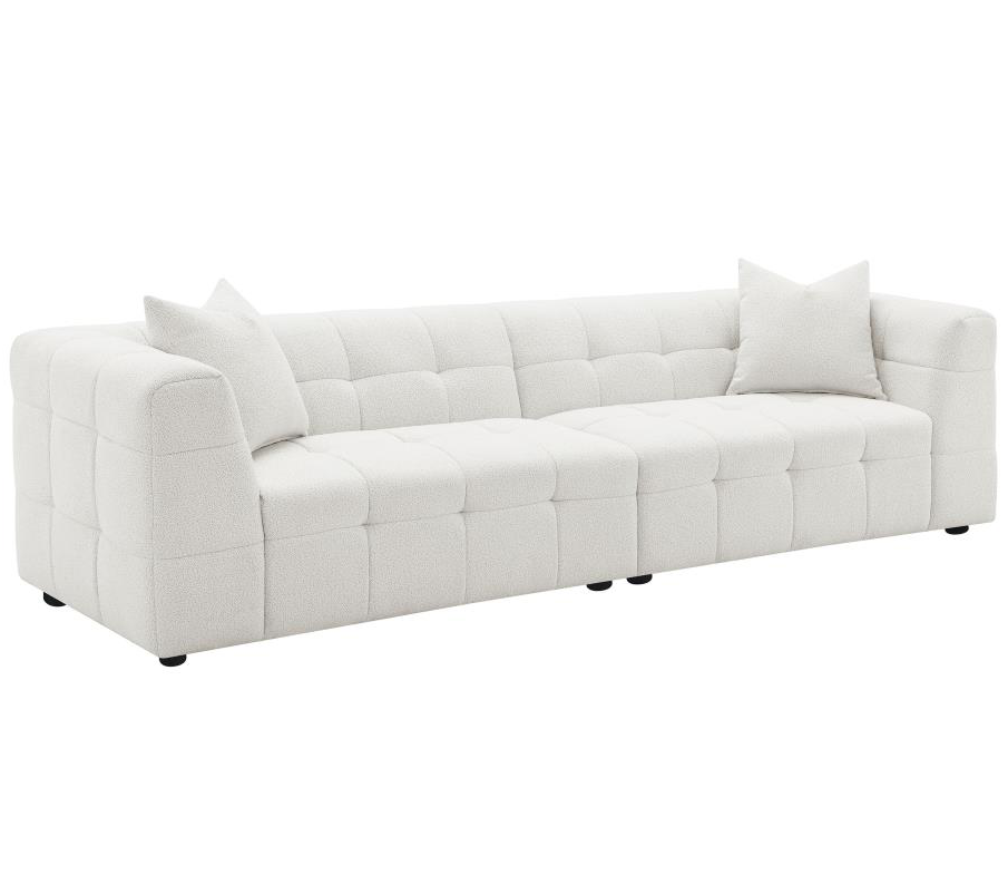 Everly 114" Extra Long Boucle Upholstered Sofa, Off White