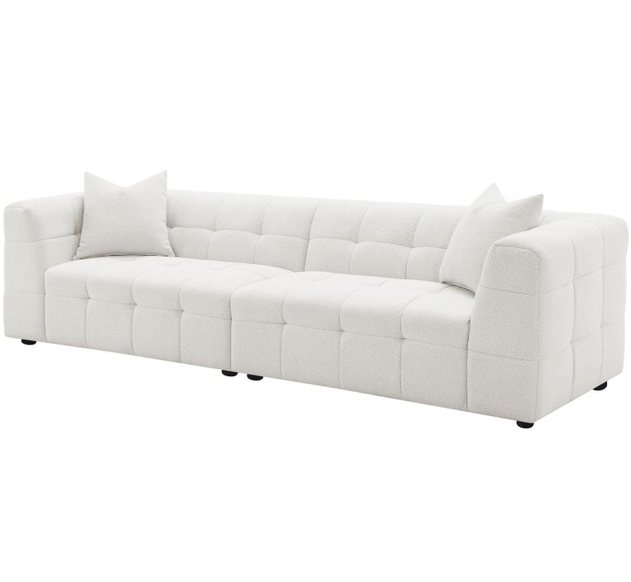 Everly 114" Extra Long Boucle Upholstered Sofa, Off White