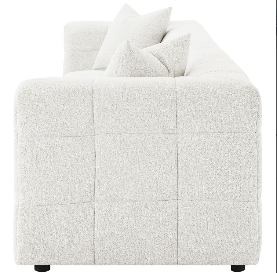 Everly 114" Extra Long Boucle Upholstered Sofa, Off White